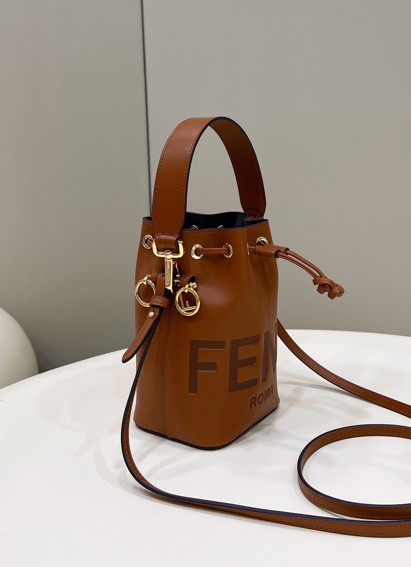 Fendi Mini Mon Tresor Leather Shoulder Bag Brown